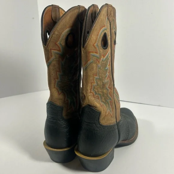 Twisted X Mens Western Boots Size 7 1/2 D‎ Brown Black Square Toe Embroidered - Picture 8 of 12